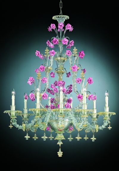 Venetian Art Glass Chandelier “Ca’ Rezzonico” With 9 Lights