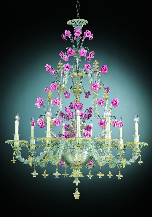 Venetian Art Glass Chandelier "Ca' Rezzonico" With 9 Lights