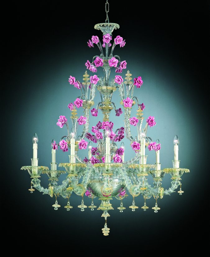 Venetian Art Glass Chandelier "Ca' Rezzonico" With 9 Lights