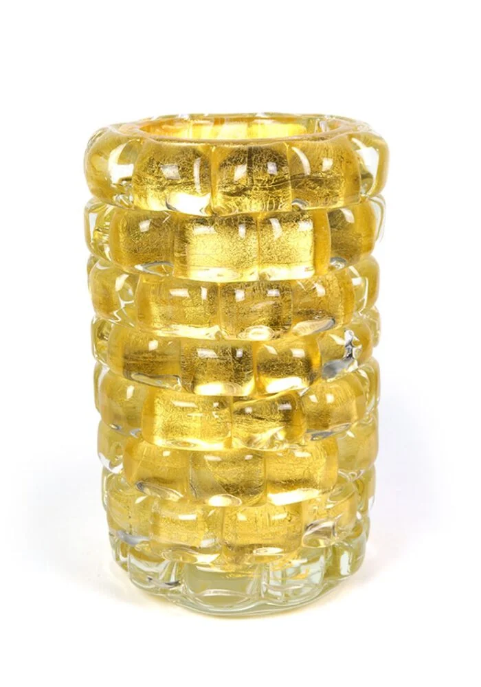 The Wall Murano Glass Vase Gold Leaf 24kt Made Murano Glass