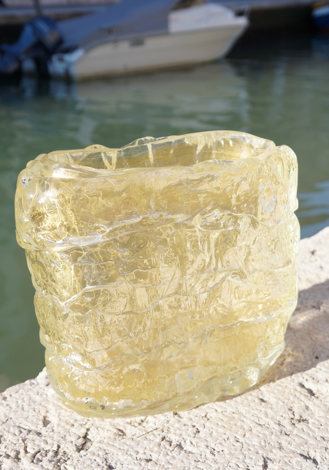 The Glacier Murano Glass Vase Gold Leaf 24kt Made Murano Glass