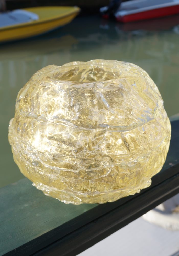 The Oval Murano Glass Blown Vase Gold Leaf 24kt Made Murano Glass