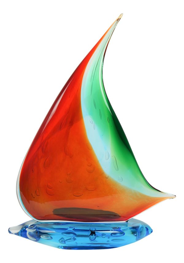 Murano Glass Sailboat Red Green