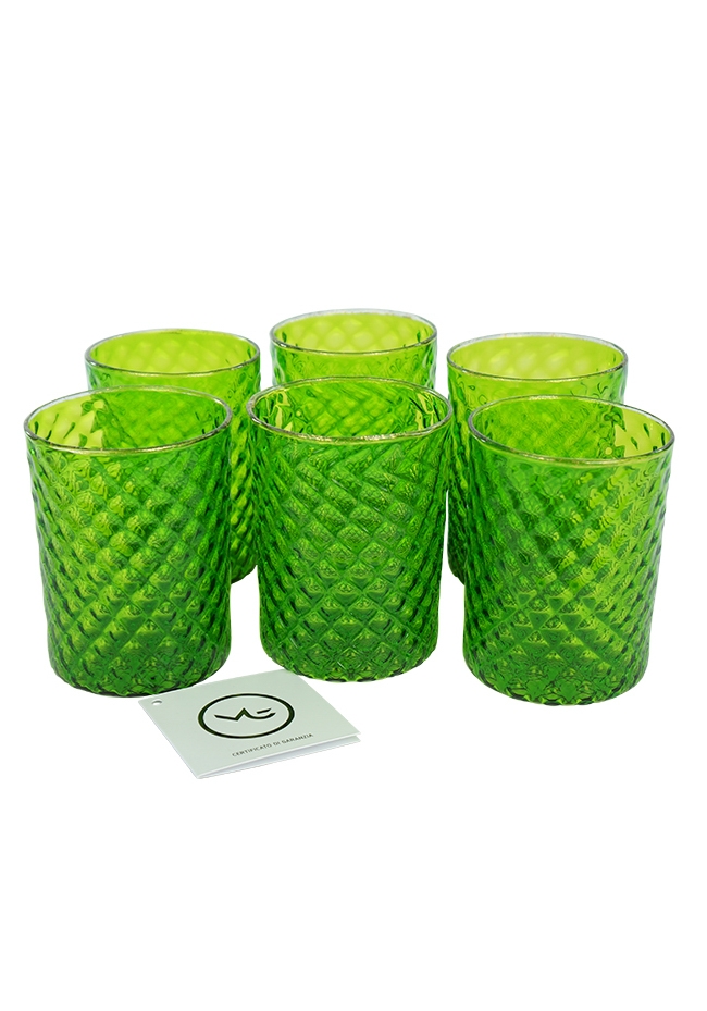 Union - Set Of 6 Drinking Glasses Green - Made Murano Glass