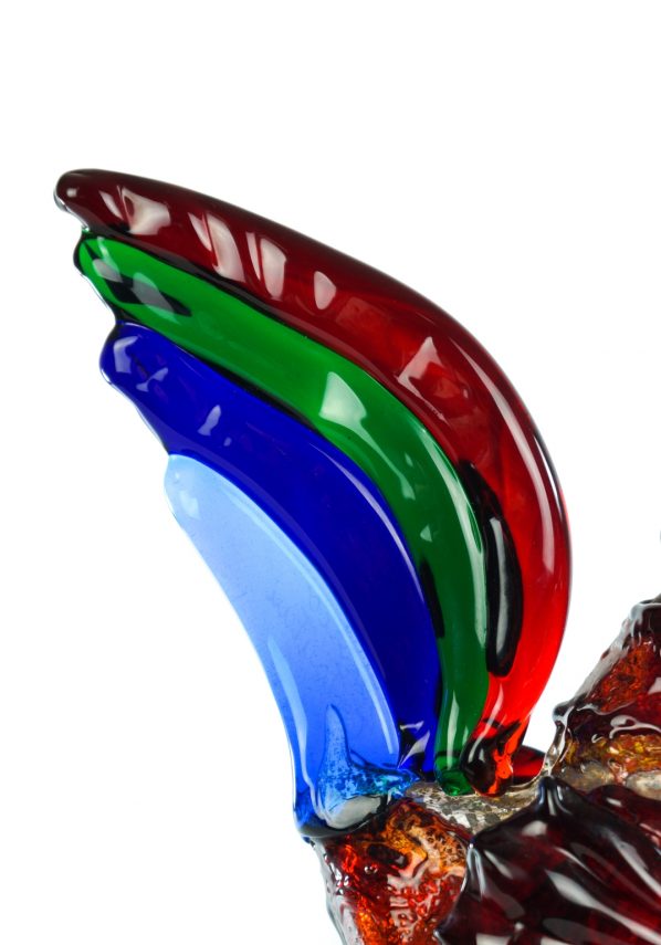 Murano Sculpture Rooster With Glass Sbruffo