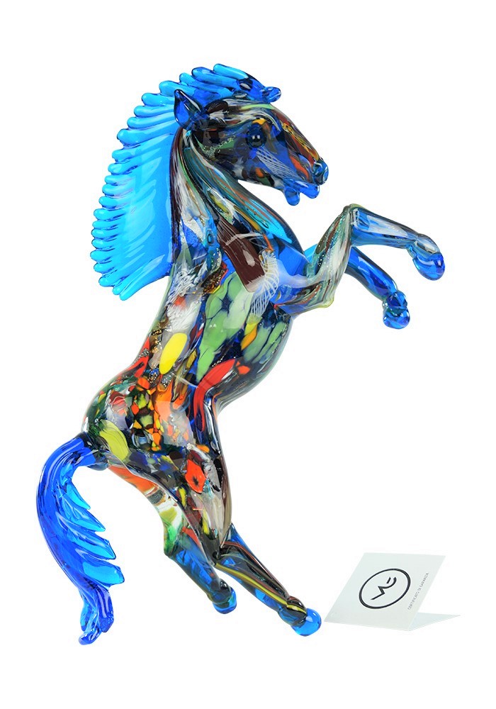 Sculpture Murano Horse Fantasy Light Blue - Made Murano Glass