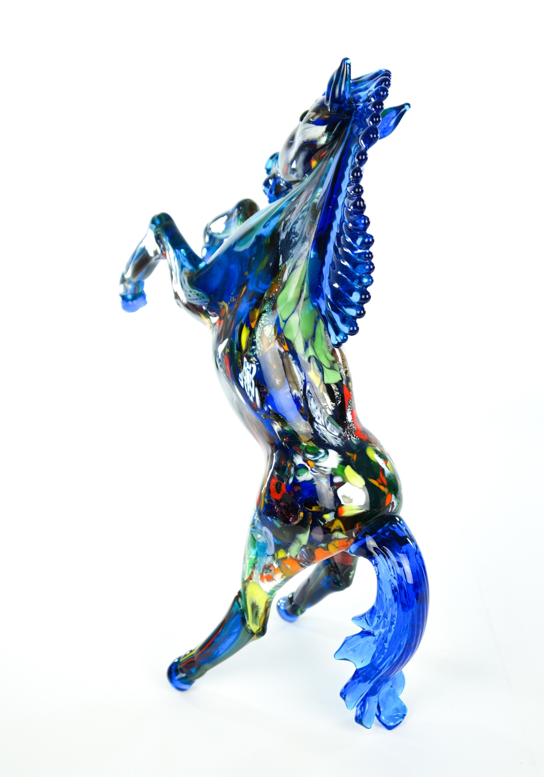 Sculpture Murano Horse Fantasy Light Blue - Made Murano Glass