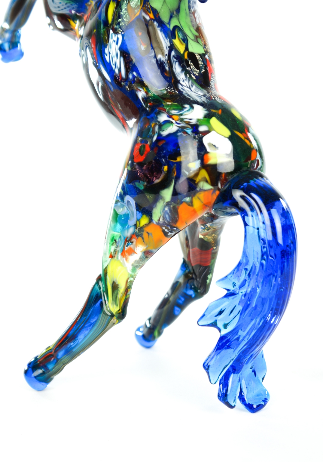 Sculpture Murano Horse Fantasy Light Blue - Made Murano Glass