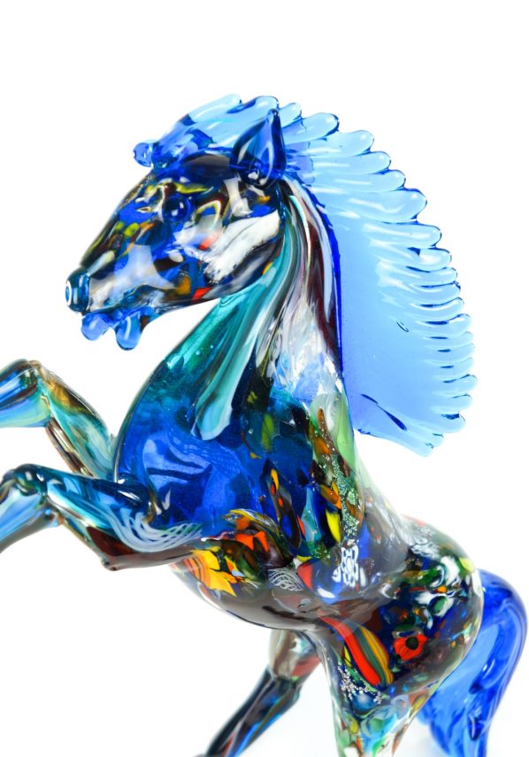 Sculpture Murano Horse Fantasy Light Blue