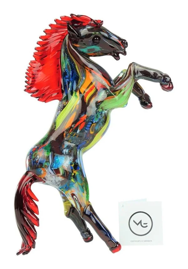 Sculpture Murano Horse Fantasy Red