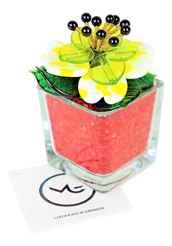 Red White Murano Glass Flower