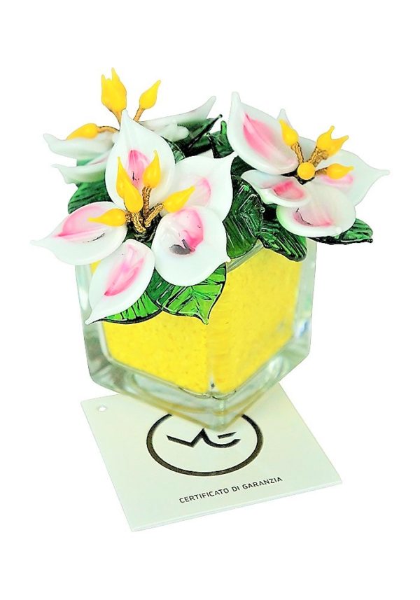 Yellow White Murano Glass Flower