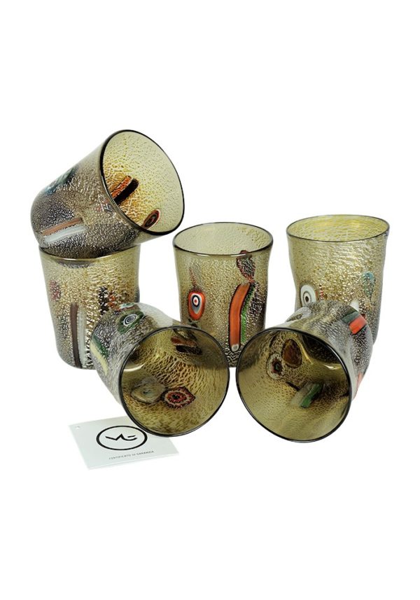 Fury - Set Of 6 Grey Murano Drinking Glasses