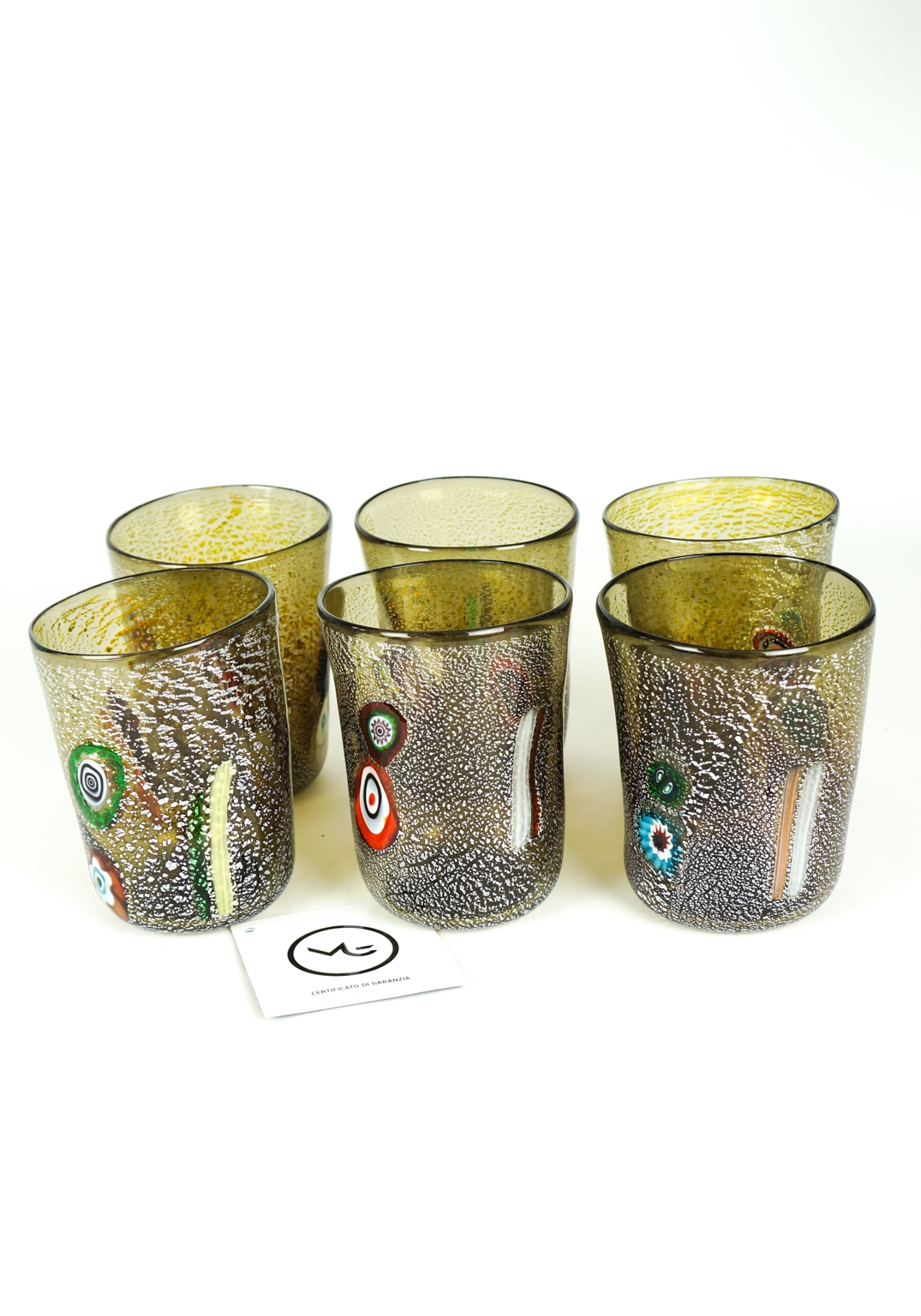 Fury - Set Di 6 Bicchieri Grigio In Vetro Murano