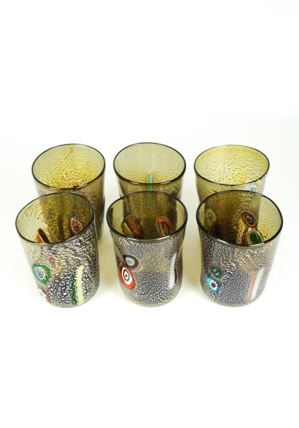 Fury - Set Of 6 Grey Murano Drinking Glasses