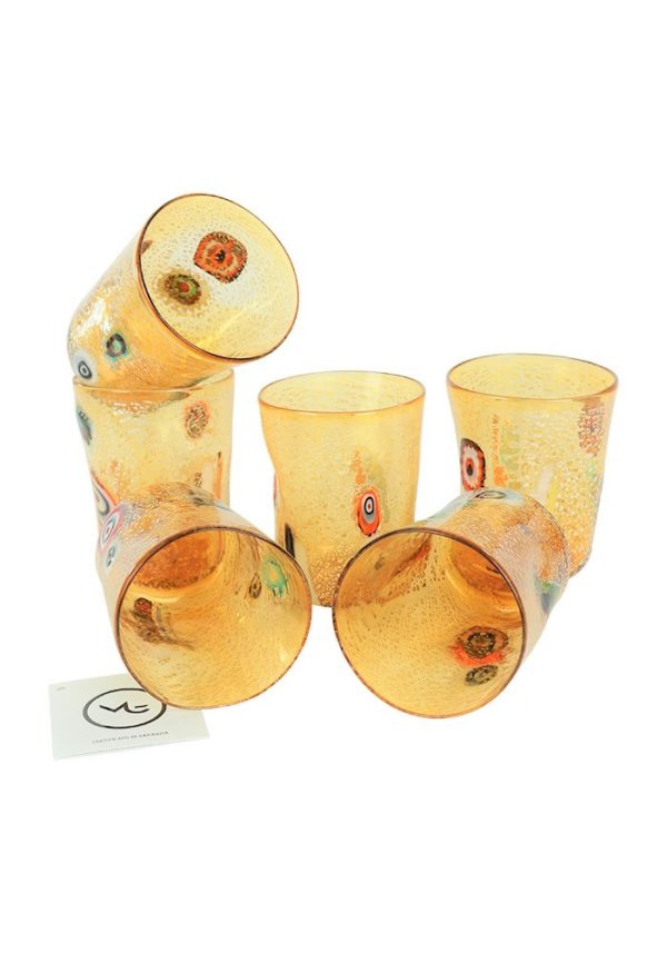 Cleo - Set Di 6 Bicchieri Ambra In Vetro Murano