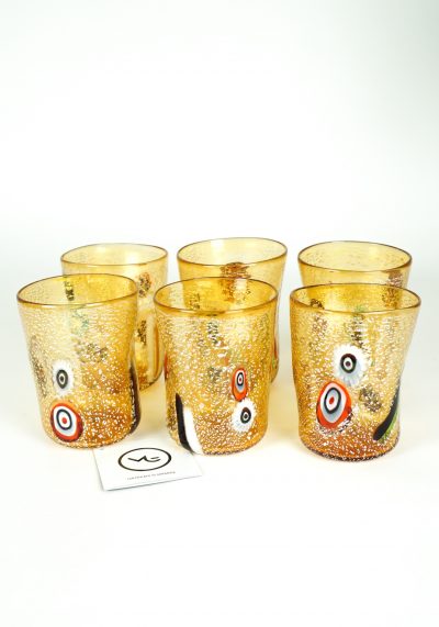Cleo - Set Of 6 Amber Murano Drinking Glasses