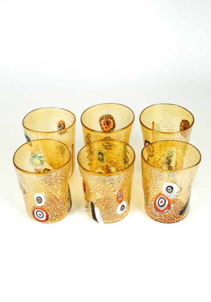Cleo - Set Of 6 Amber Murano Drinking Glasses