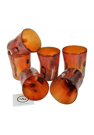 Maui – Set Of 6 Red Murano Drinking Glasses
