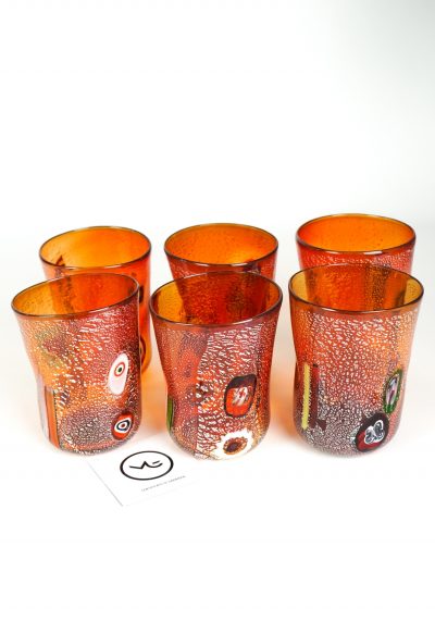 Maui - Set Of 6 Red Murano Drinking Glasses