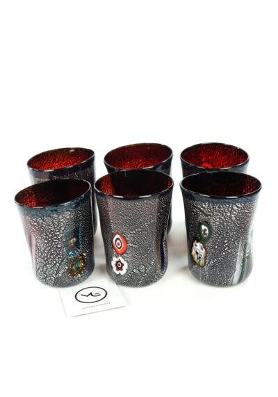 Lava - Set Of 6 Dark Red Murano Drinking Glasses