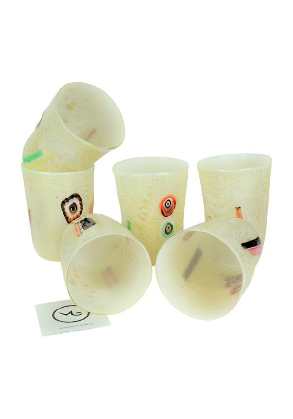 Snow - Set Of 6 White Murano Drinking Glasses