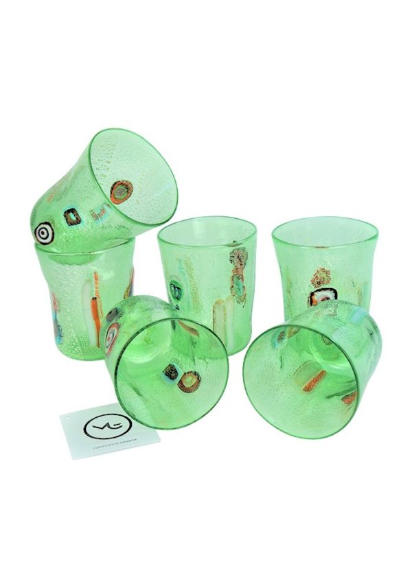 Verdino - Set Di 6 Bicchieri Verde Chiaro In Vetro Murano