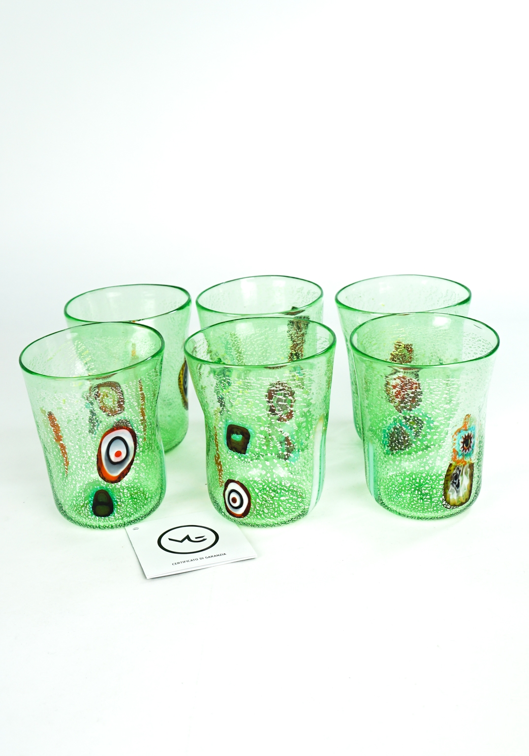 Verdino - Set Of 6 Light Green Murano Drinking Glasses