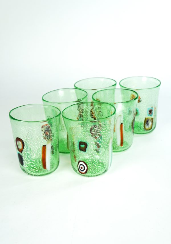 Verdino - Set Di 6 Bicchieri Verde Chiaro In Vetro Murano