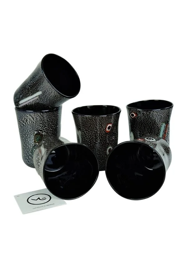 Darkness - Set Of 6 Black Murano Drinking Glasses
