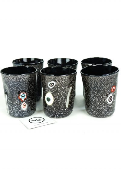 Darkness - Set Of 6 Black Murano Drinking Glasses