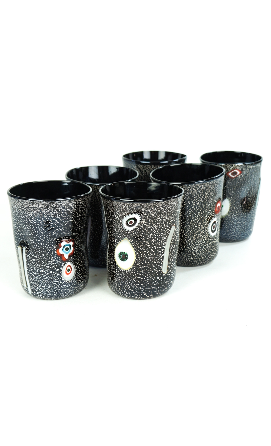Darkness - Set Of 6 Black Murano Drinking Glasses