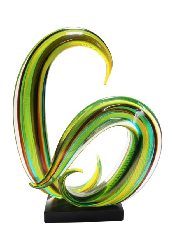Cocon - Green Moved Sculpture In Murano Glass