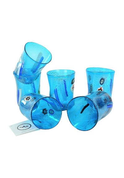 Clear Sea – Set Of 6 Light Blue Murano Drinking Glasses