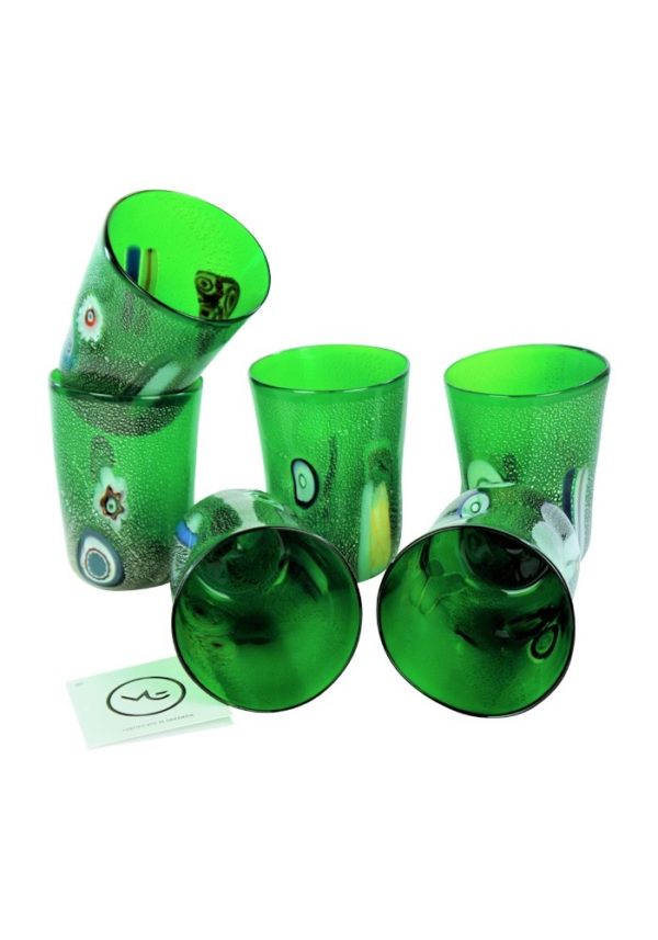 Forest - Set Di 6 Bicchieri Verde In Vetro Murano