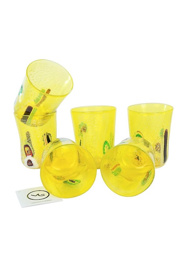 Sun - Set Of 6 Yellow Murano Drinking Glasses