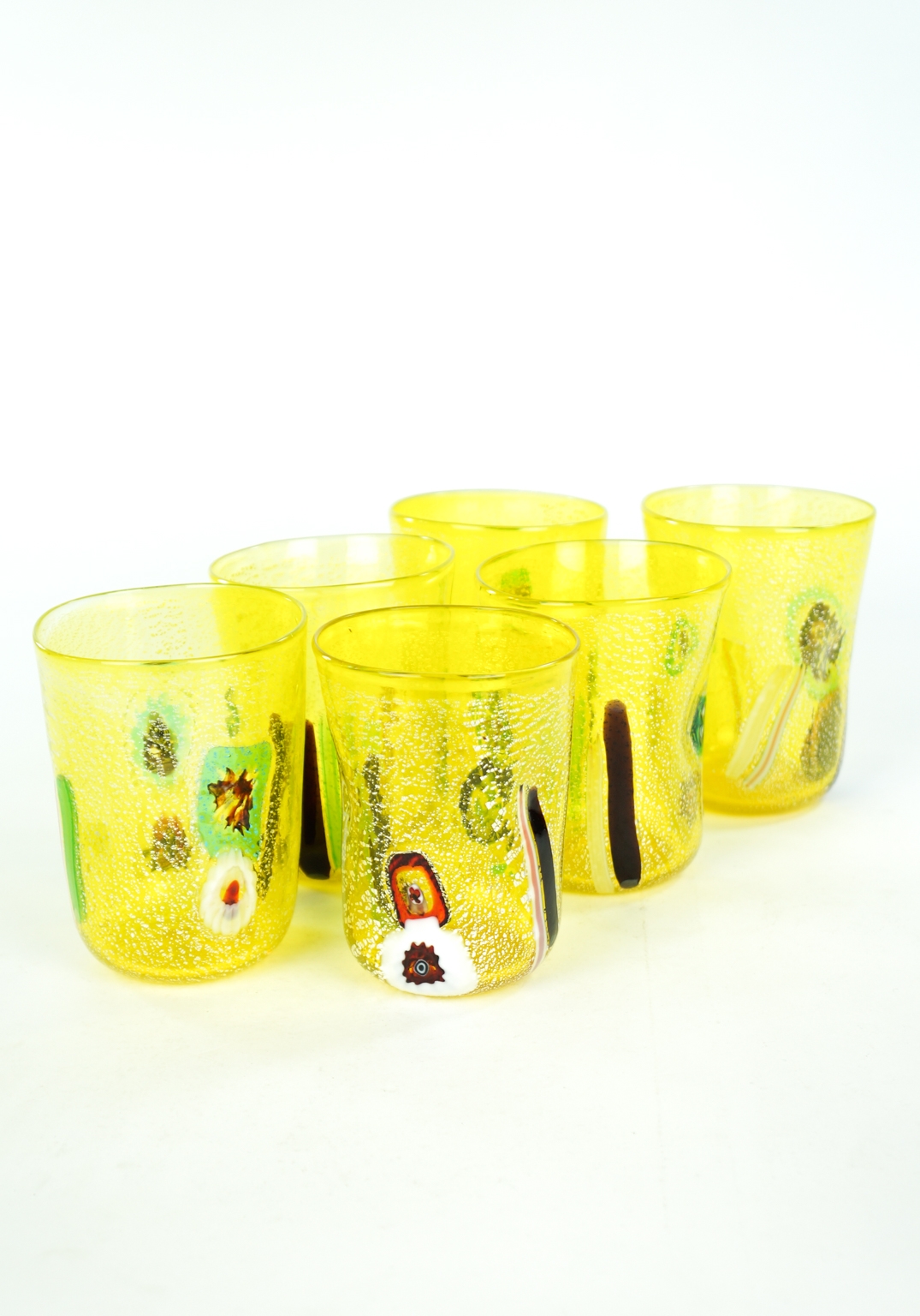 Sun - Set Of Six Yellow Murano Drinking Glasses 