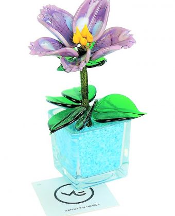 Light Blue Amethyst Murano Glass Flower