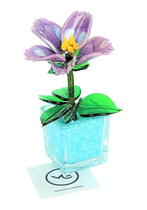 Light Blue Amethyst Murano Glass Flower