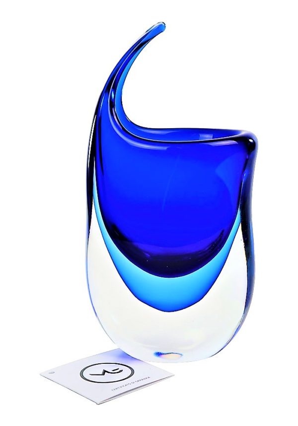 Uncin - Blue Sommerso Murano Glass Vase