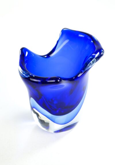 Fan - Blue Sommerso Murano Glass Vase