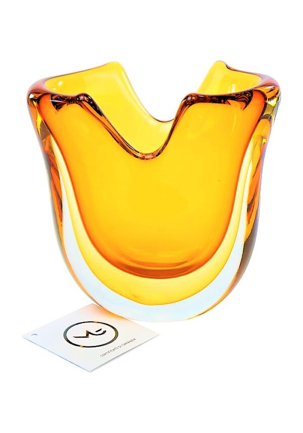 Fan - Amber Sommerso Murano Glass Vase