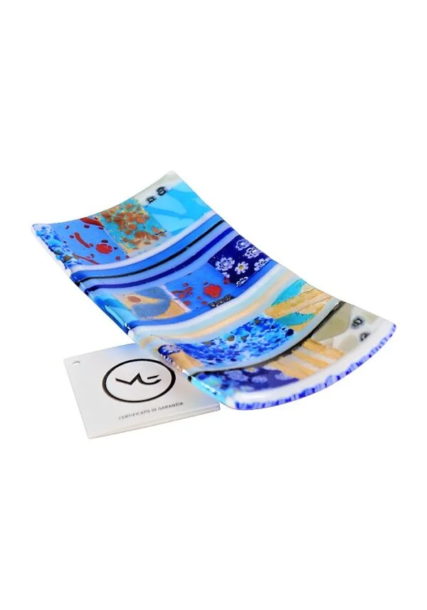 Rectangular Plate Murano Glass - Green Mosaic Gold Leaf 24kt