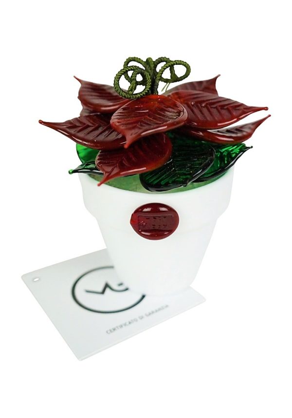Murano Glass Vase With Poinsettia