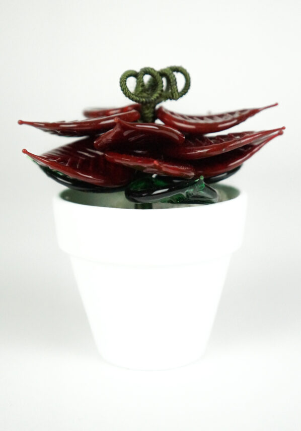 Murano Glass Vase With Poinsettia