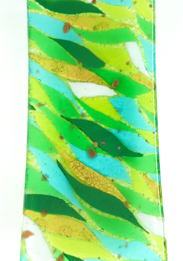 Rectangular Plate Murano Glass - Green Flakes Gold Leaf 24kt
