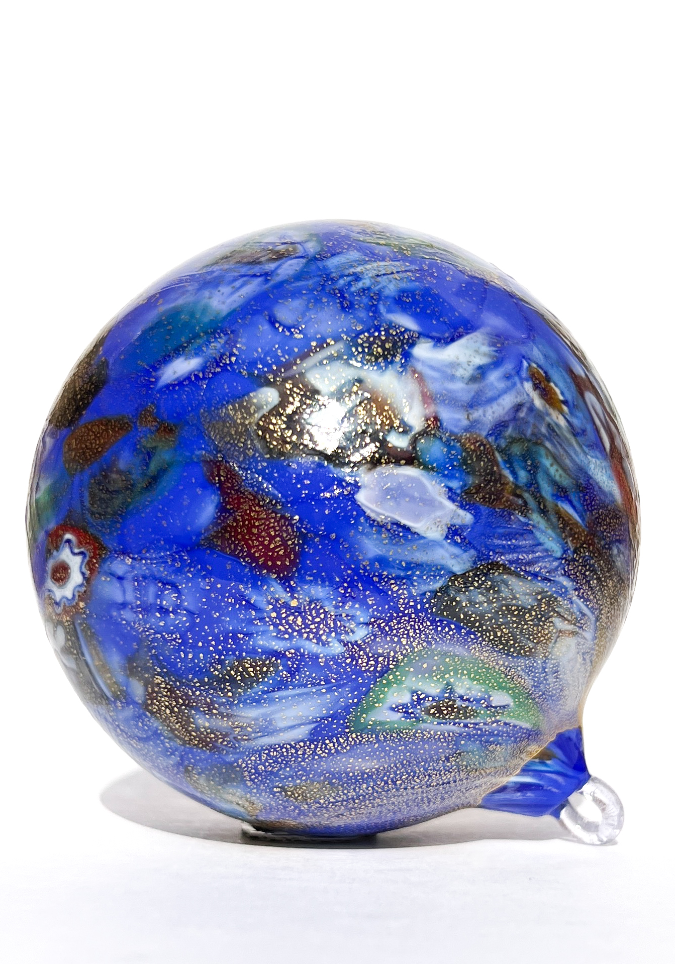 Spakada - Blue Murano Glass Xmas Ball With Murrina