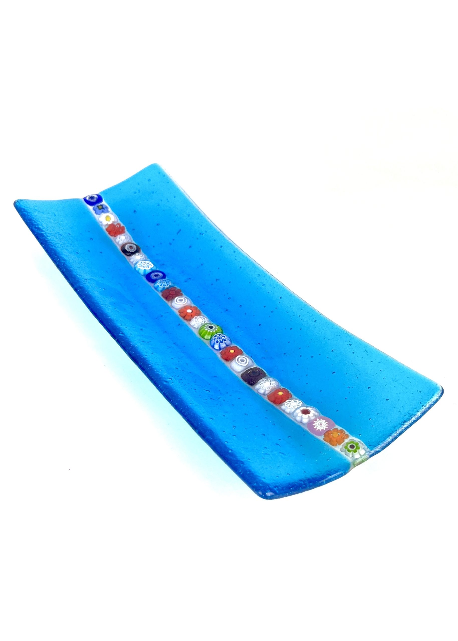 Alka Light Blue Rectangular Murano Glass Plate Made Murano Glass