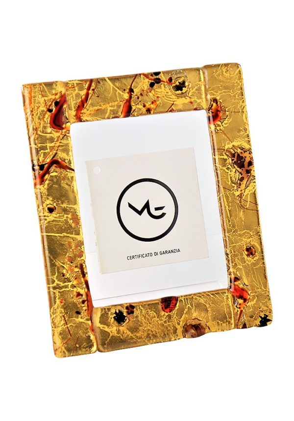 Murano Glass Picture Frame With Gold Leaf 24kt Made Murano Glass