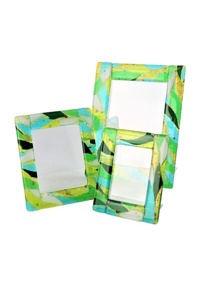 Picture Frame Murano Glass – Green Flakes Gold Leaf 24kt